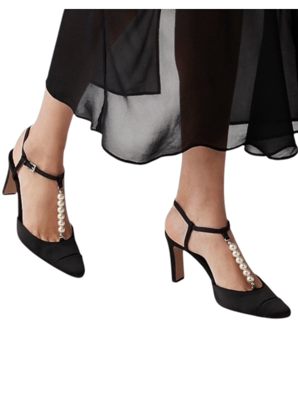 {J. Crew} Jules Pearl-Strap Satin Heels